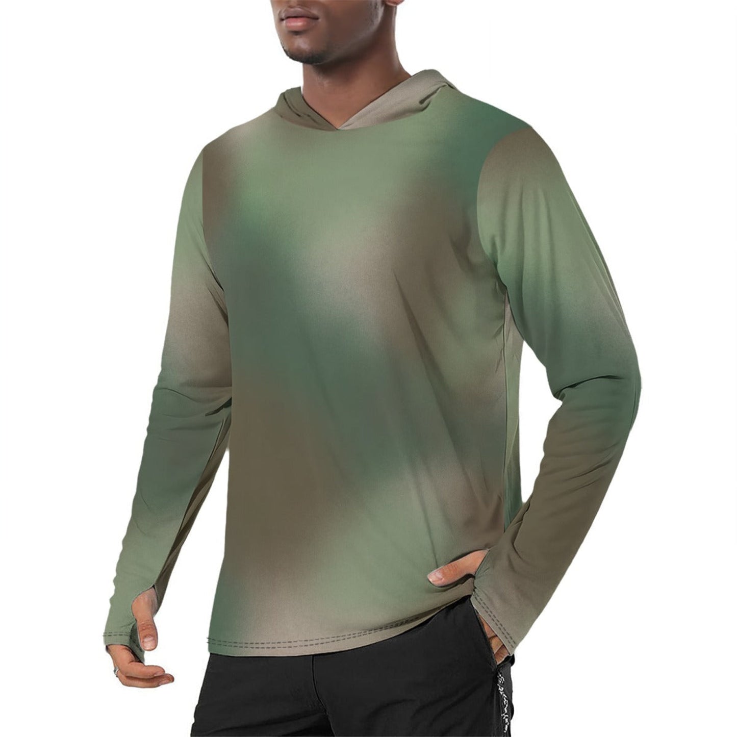 Rebel Endor Woodland CAMO Mens Sunscreen Sports Hoodie With Thumb Holes - S / White