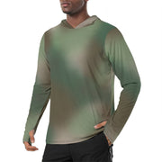 Rebel Mistfade Woodland CAMO Mens Sunscreen Sports Hoodie With Thumb Holes - S / White
