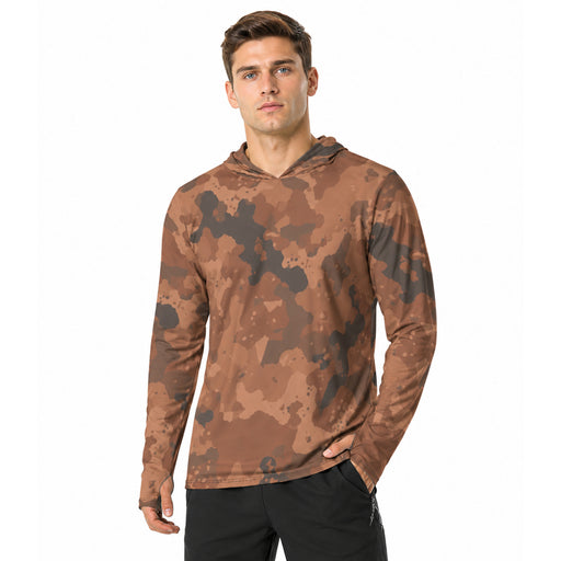 Red Frontier Mars CAMO Mens Sunscreen Sports Hoodie With Thumb Holes - S / White