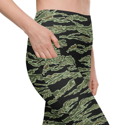 CAMO HQ - American Tiger Stripe Desert CAMO Women's Leggings with pockets