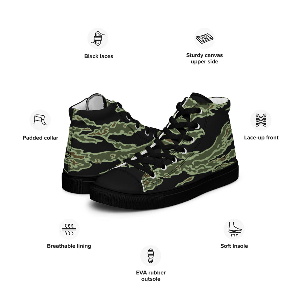 Republic of Vietnam Marine Corps Tiger Stripe CAMO Men’s high top canvas shoes - Mens High Top Canvas Shoes