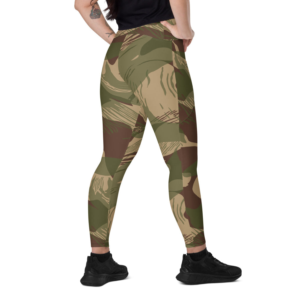 Rhodesian Brushstroke 1st Pattern CAMO Leggings with pockets - 2XS - Womens With Pockets