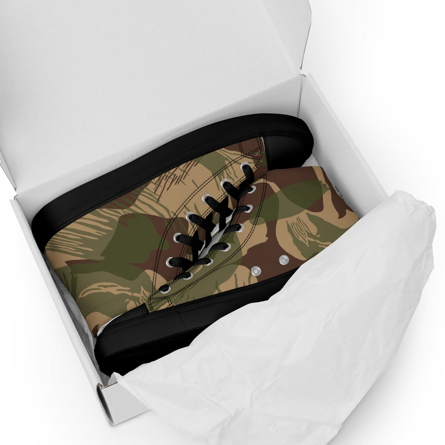 Brushstroke Rhodesian Dry Season CAMO Mens high top canvas shoes - High Top Canvas Shoes