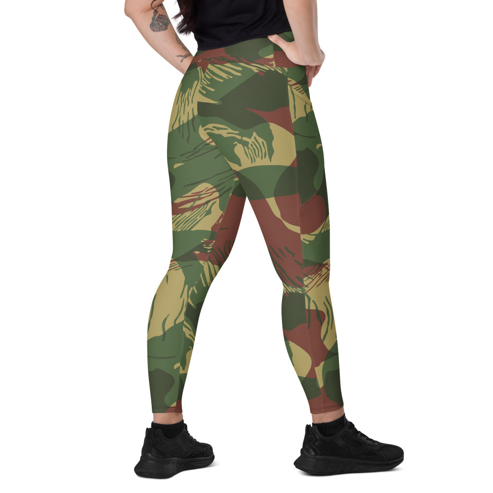 Rhodesian Brushstroke 2nd Pattern CAMO Leggings with pockets - 2XS - Womens With Pockets