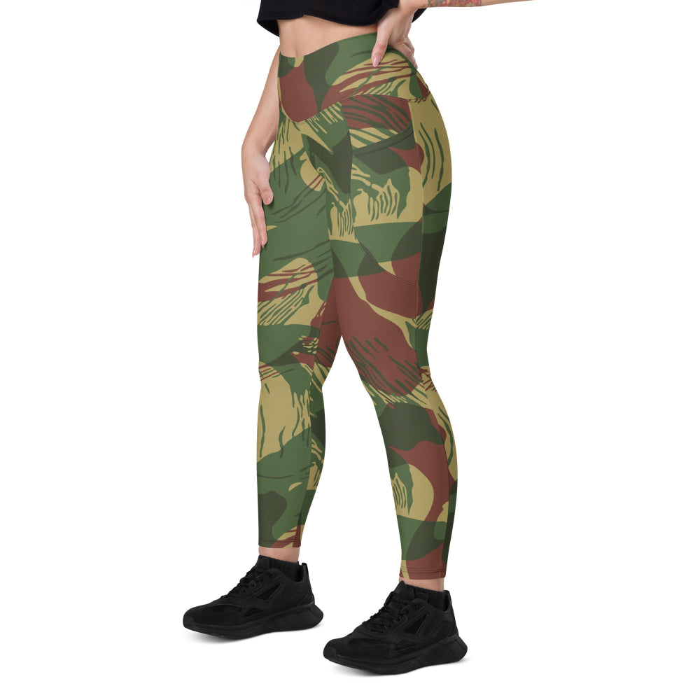 Rhodesian Brushstroke 2nd Pattern CAMO Leggings with pockets - Womens With Pockets