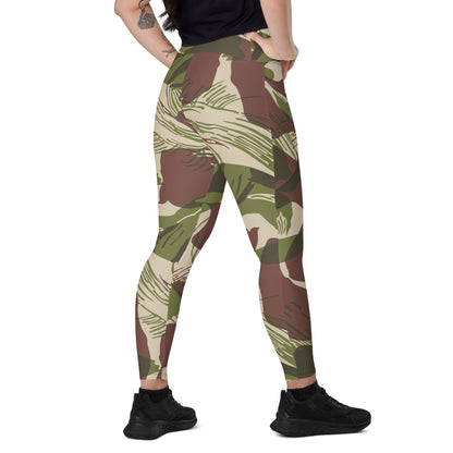 Rhodesian Brushstroke Adder/Adro CAMO Leggings with pockets - 2XS - Womens With Pockets