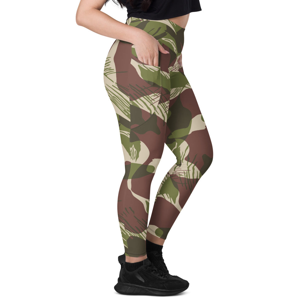 Rhodesian Brushstroke Adder/Adro CAMO Leggings with pockets - Womens With Pockets