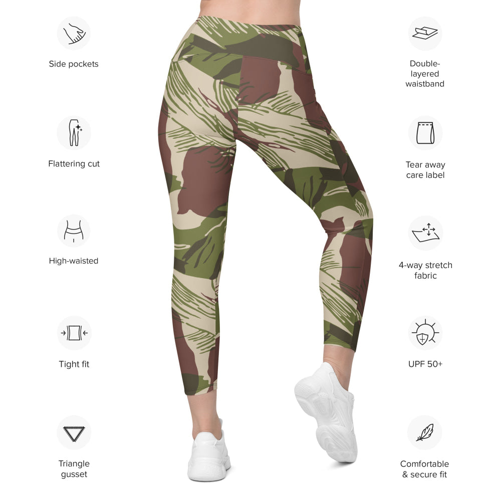 Rhodesian Brushstroke Adder/Adro CAMO Leggings with pockets - Womens With Pockets