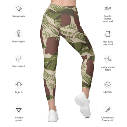 Rhodesian Brushstroke Adder/Adro CAMO Leggings with pockets - Womens With Pockets