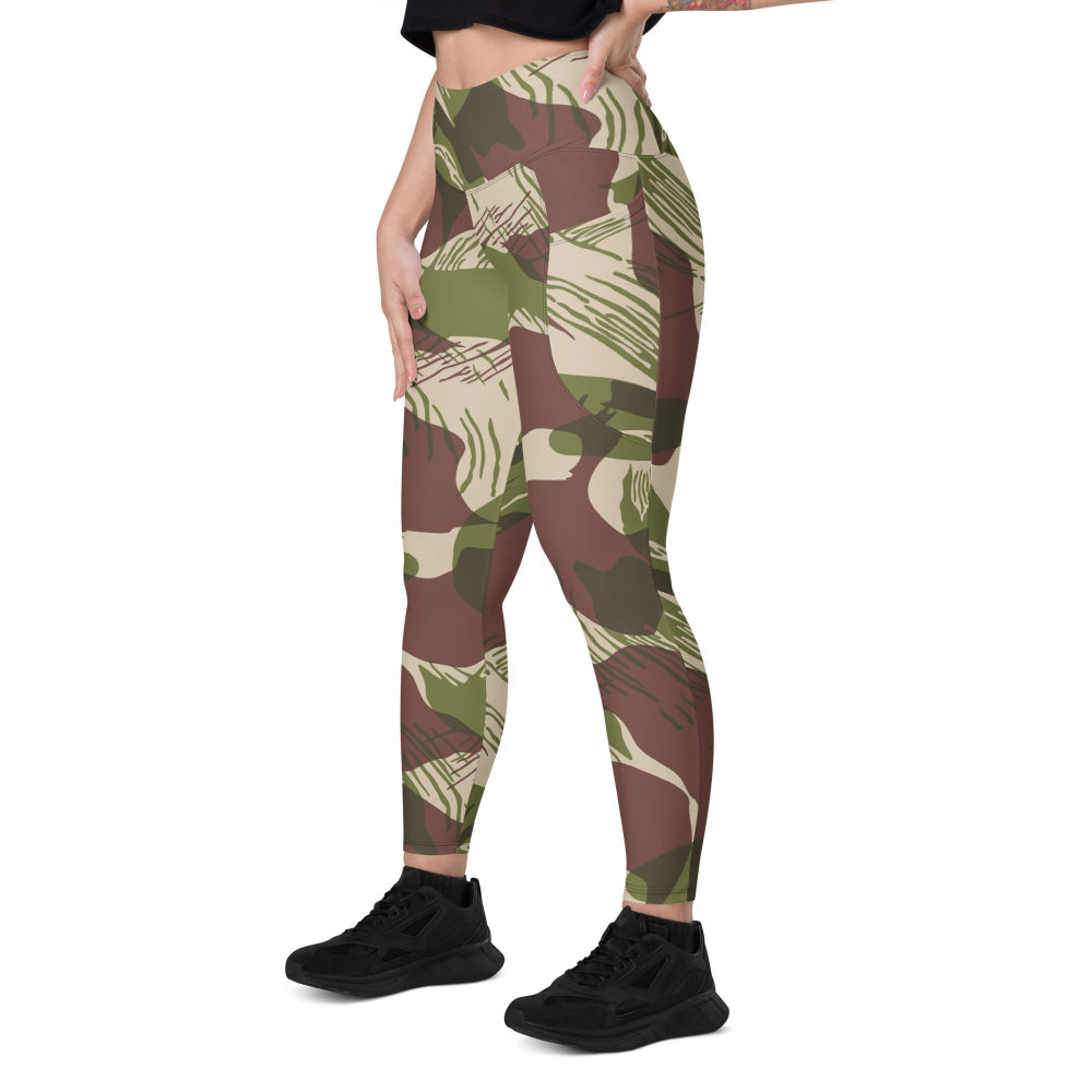 Rhodesian Brushstroke Adder/Adro CAMO Leggings with pockets - Womens With Pockets