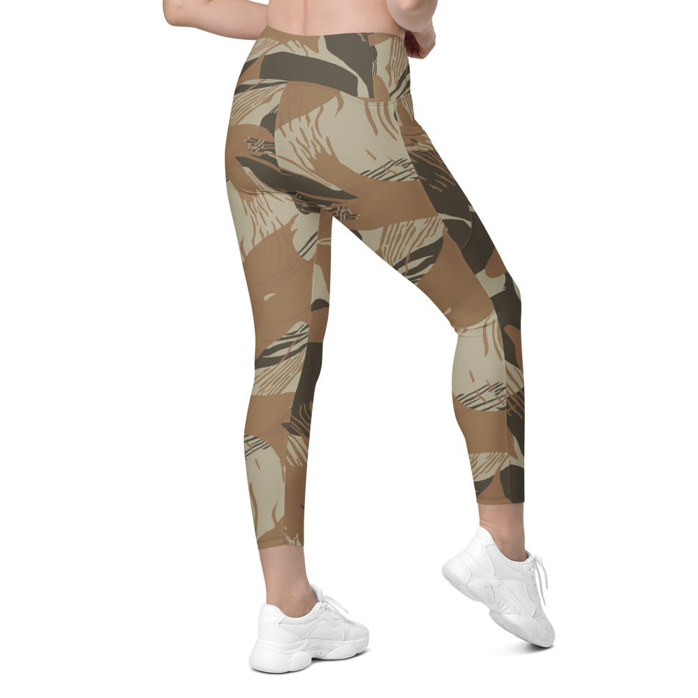 Rhodesian Brushstroke Brown CAMO Leggings with pockets - Womens With Pockets