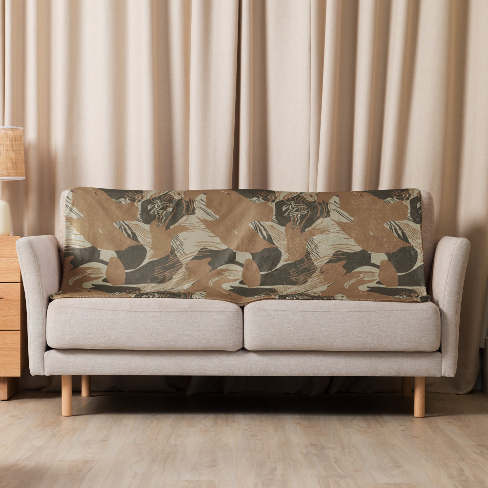 Rhodesian Brushstroke Brown CAMO Sherpa blanket