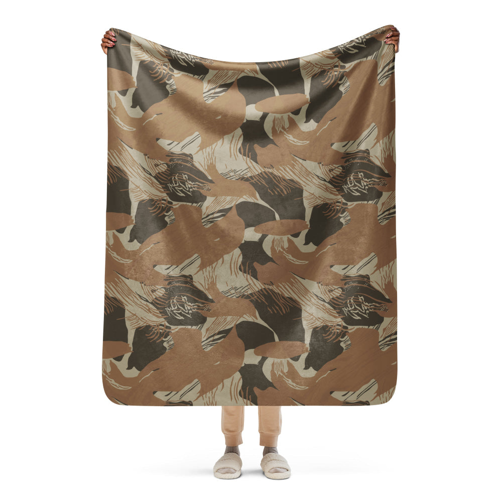 Rhodesian Brushstroke Brown CAMO Sherpa blanket - 50″×60″