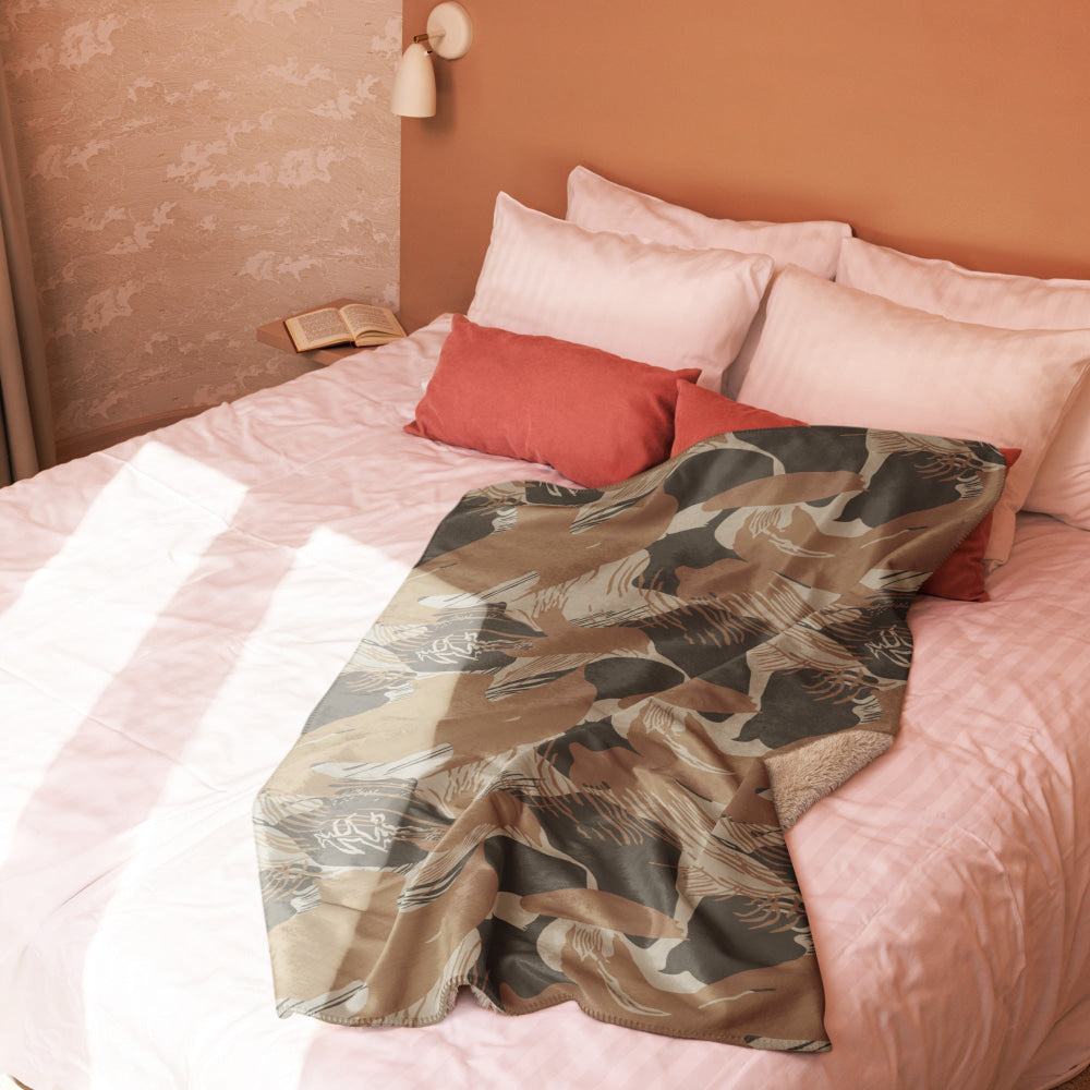 Rhodesian Brushstroke Brown CAMO Sherpa blanket