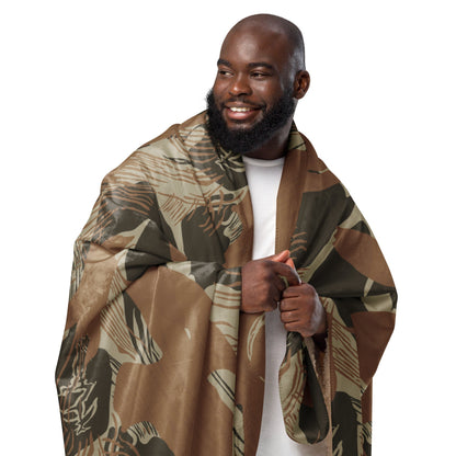 Rhodesian Brushstroke Brown CAMO Sherpa blanket