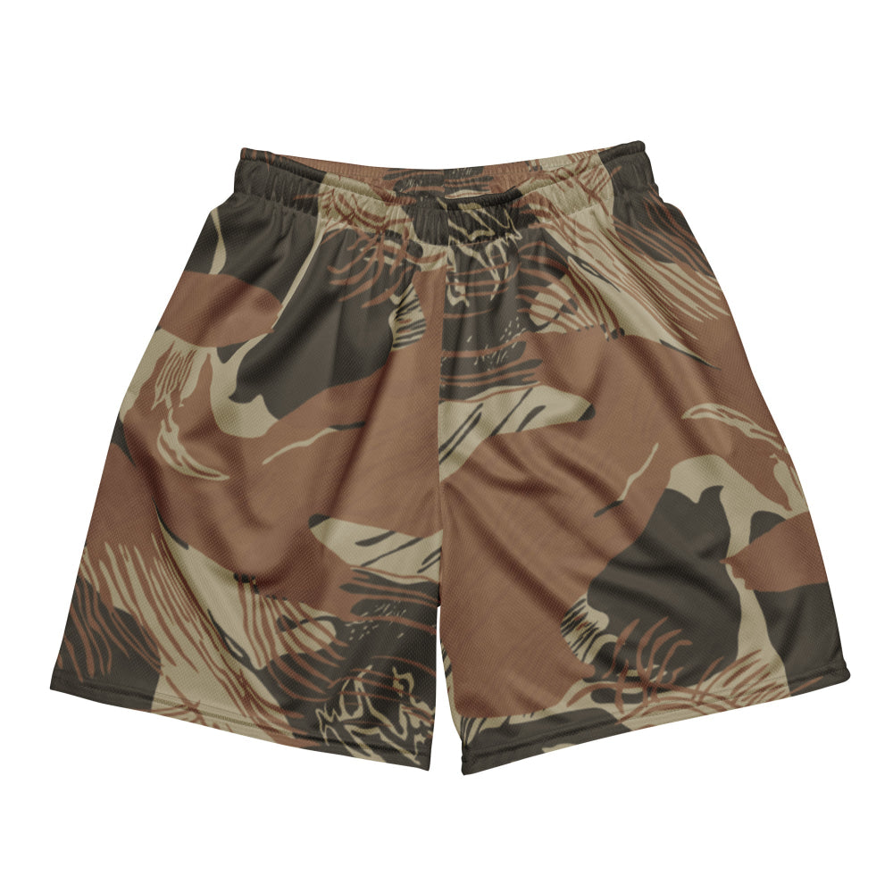 Rhodesian Brushstroke Brown CAMO Unisex mesh shorts - 2XS - Mesh Shorts