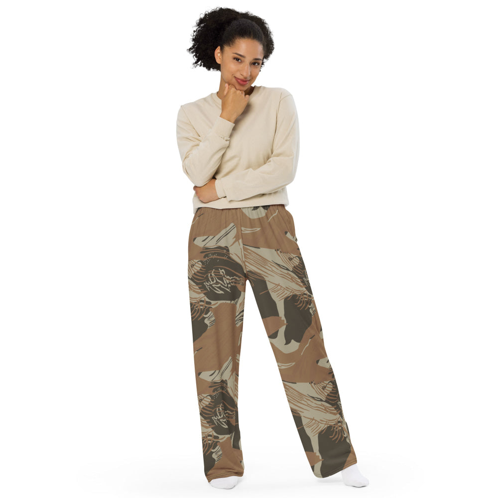 Rhodesian Brushstroke Brown CAMO unisex wide-leg pants