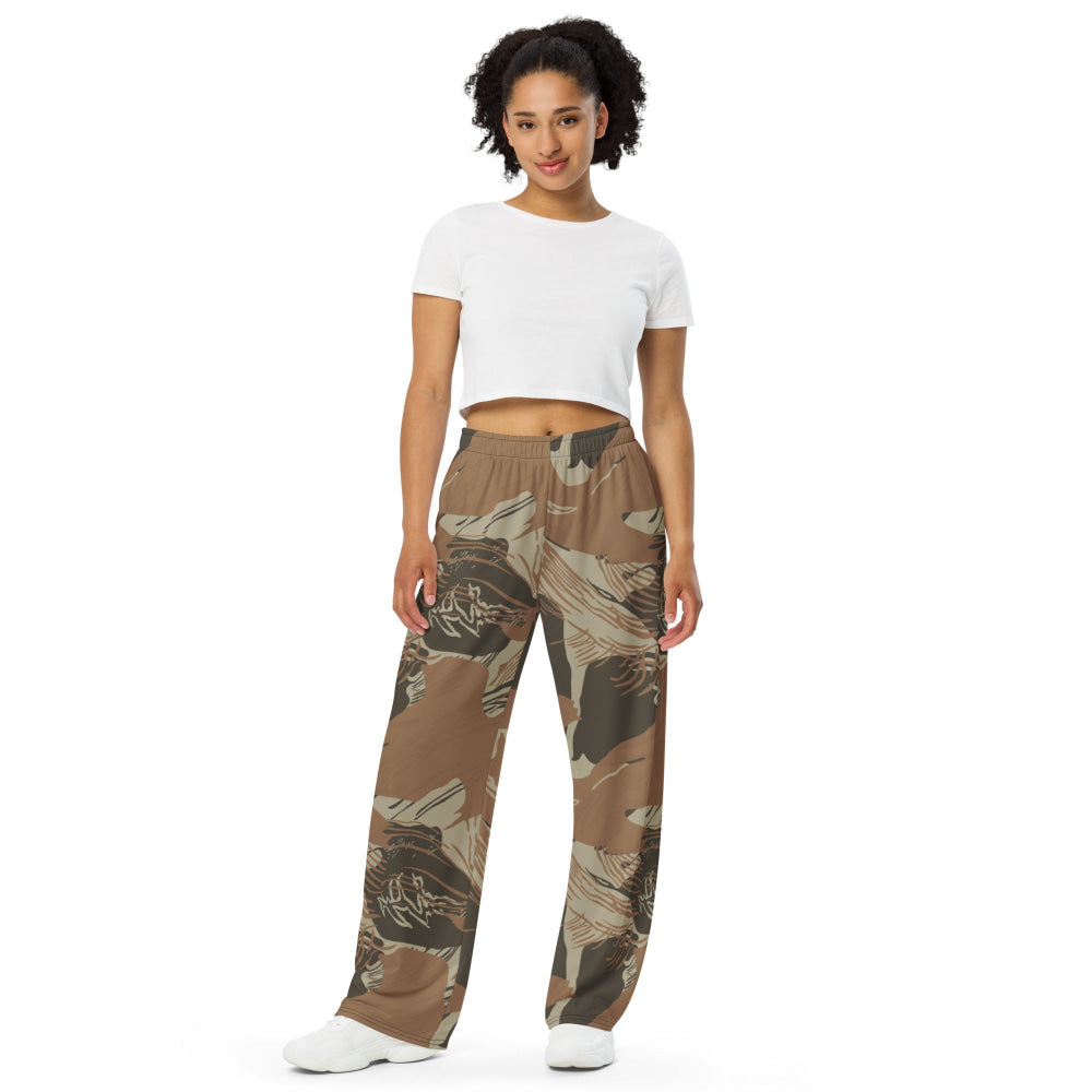 Rhodesian Brushstroke Brown CAMO unisex wide-leg pants