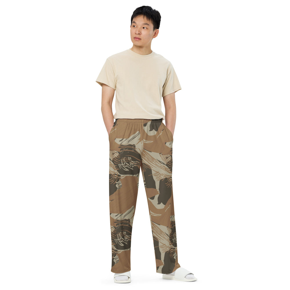 Rhodesian Brushstroke Brown CAMO unisex wide-leg pants