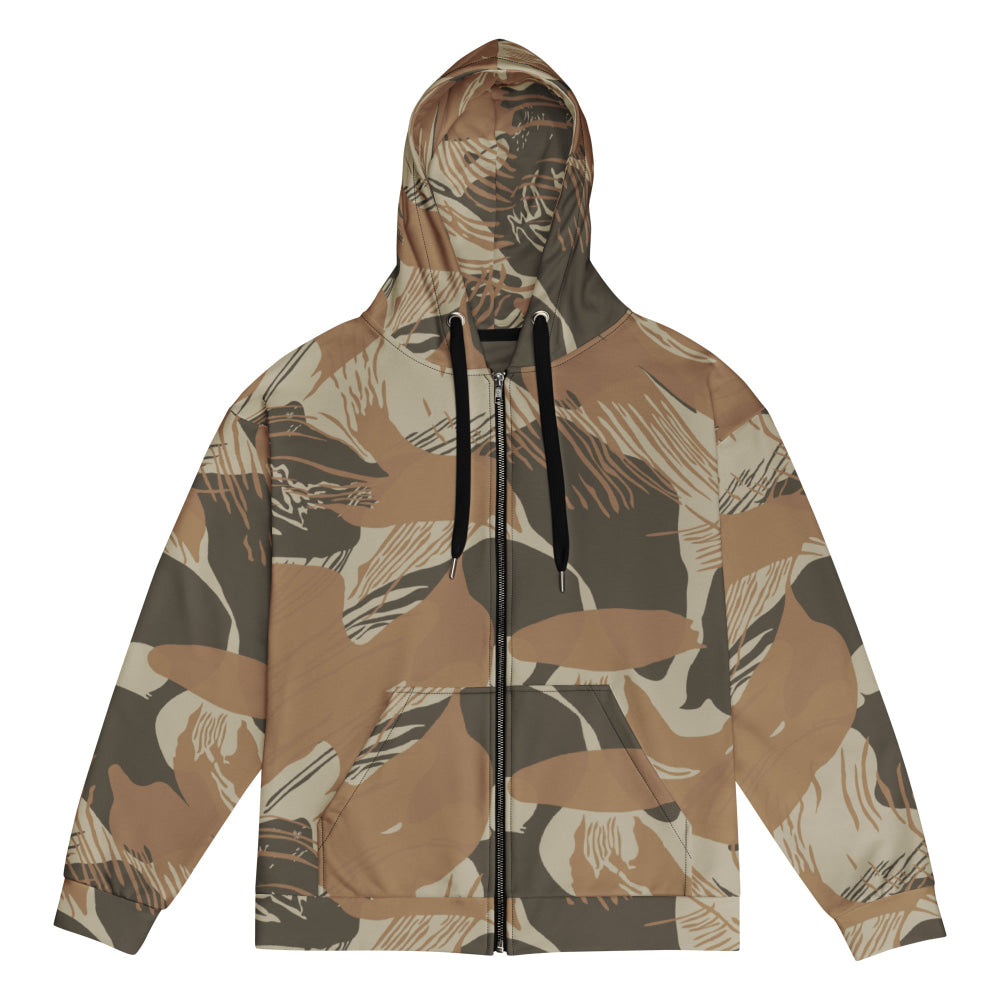 Rhodesian Brushstroke Brown CAMO Unisex zip hoodie - 2XS - Zip Hoodie