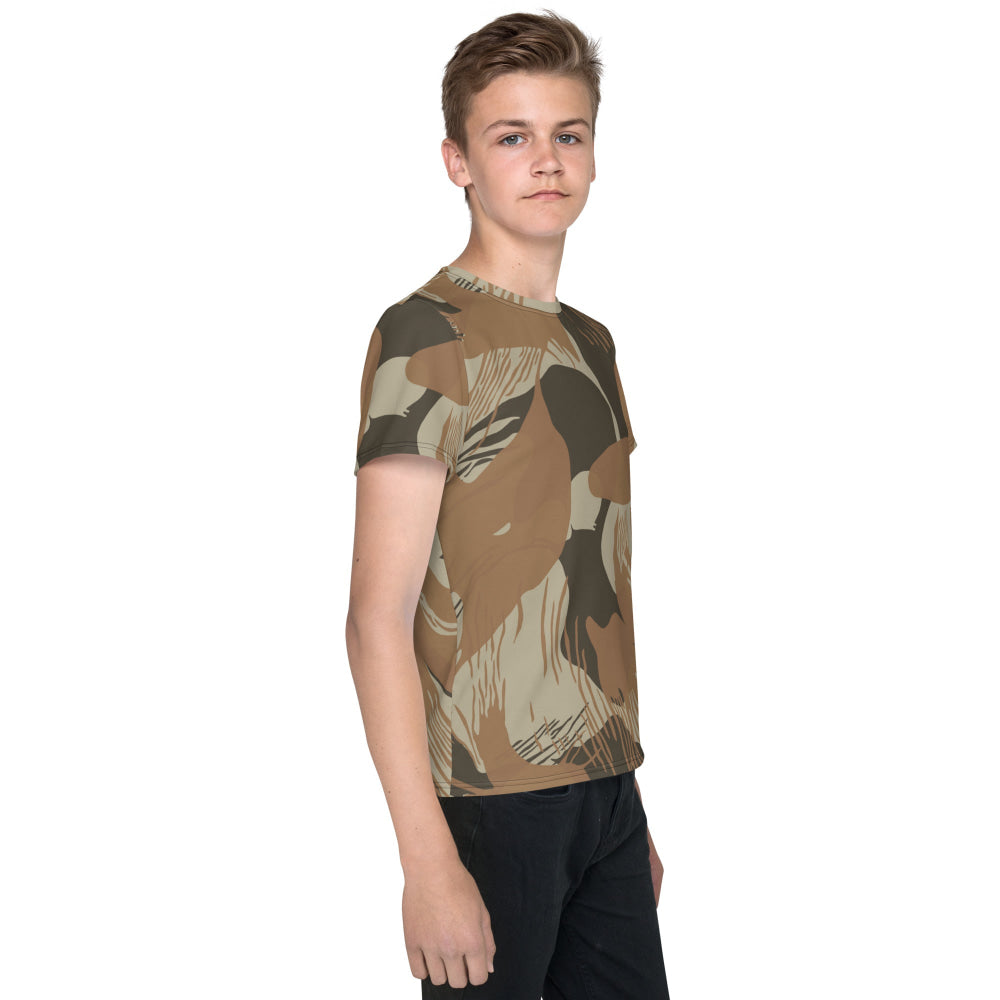 Rhodesian Brushstroke Brown CAMO Youth crew neck t-shirt - Crew Neck T-shirt