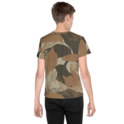 Rhodesian Brushstroke Brown CAMO Youth crew neck t-shirt - Crew Neck T-shirt