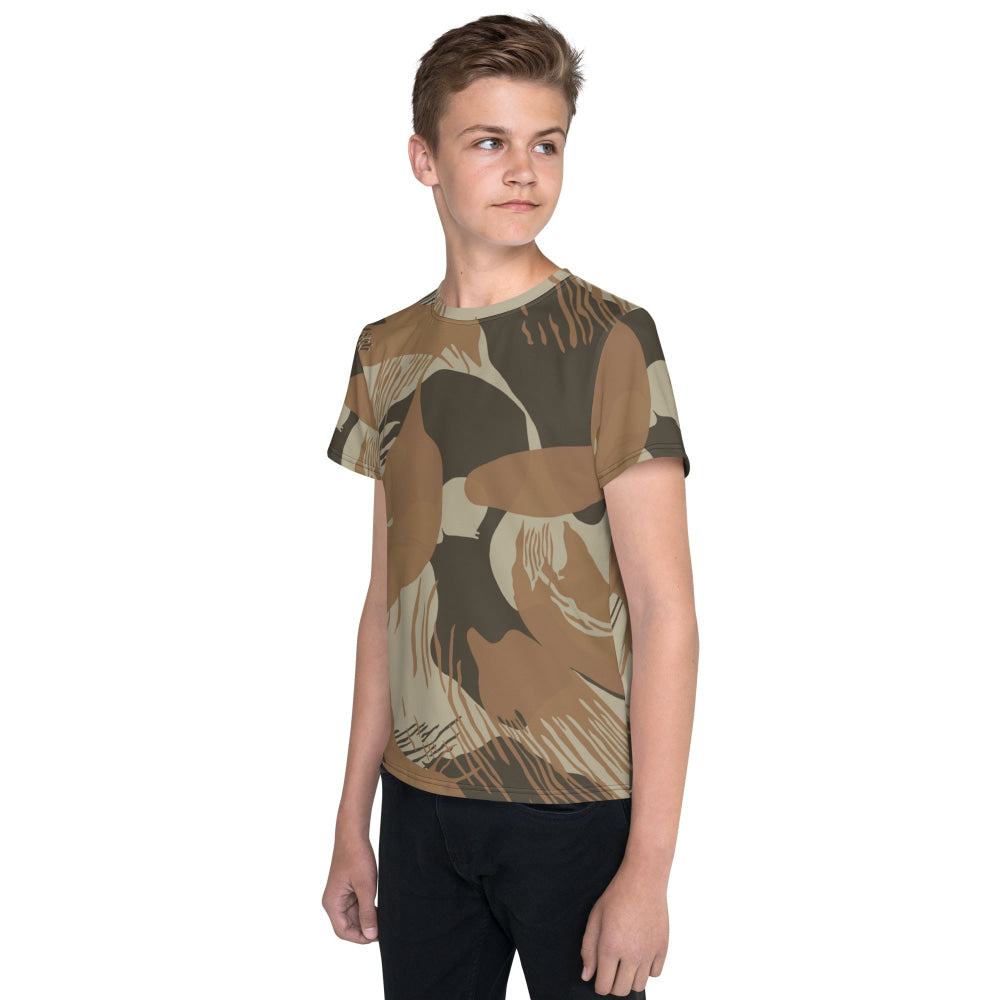 Rhodesian Brushstroke Brown CAMO Youth crew neck t-shirt - Crew Neck T-shirt