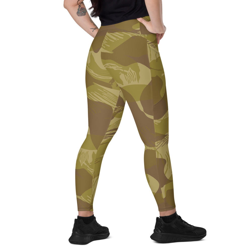 Rhodesian Brushstroke Dry Season CAMO Leggings with pockets - 2XS - Womens With Pockets