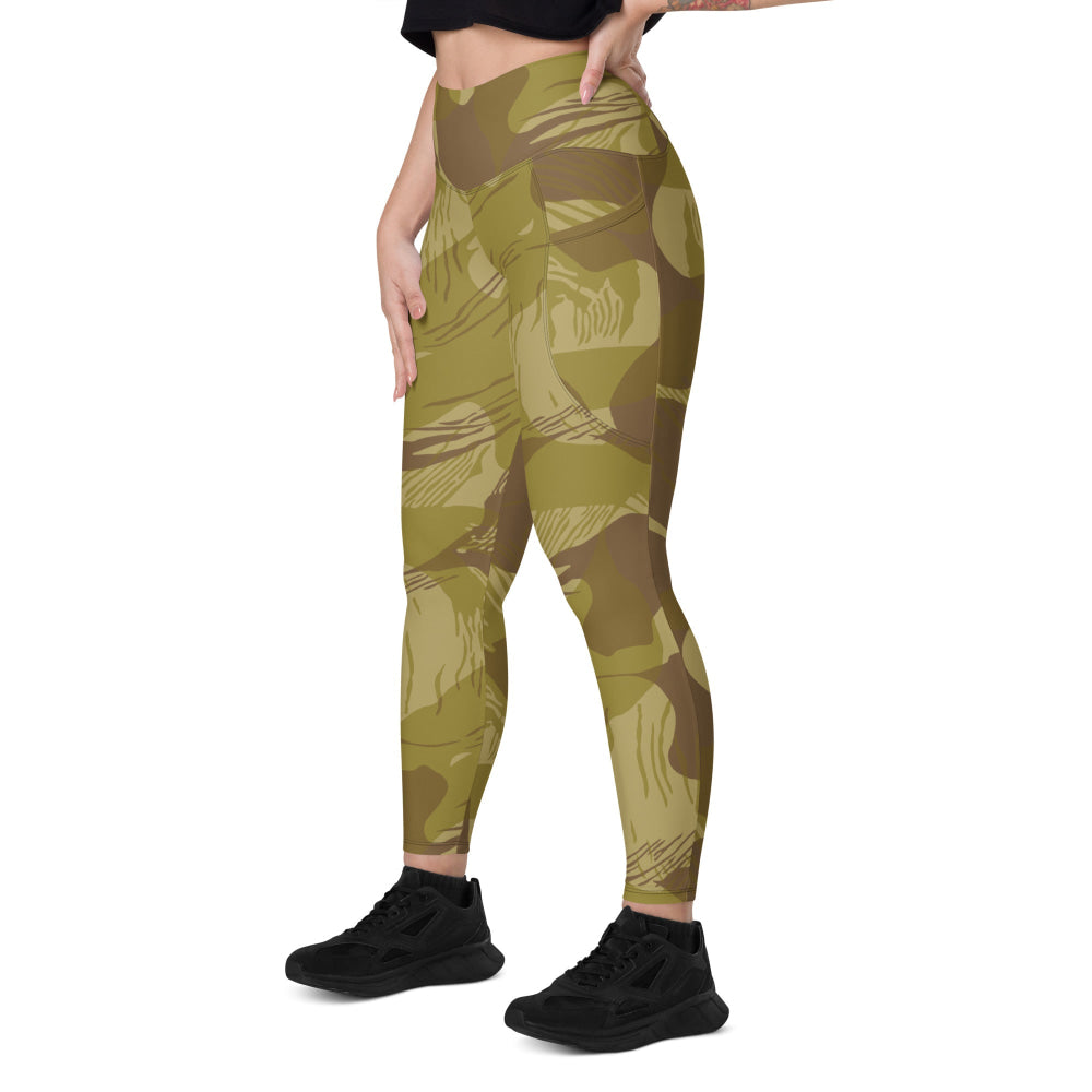 Rhodesian Brushstroke Dry Season CAMO Leggings with pockets - Womens With Pockets