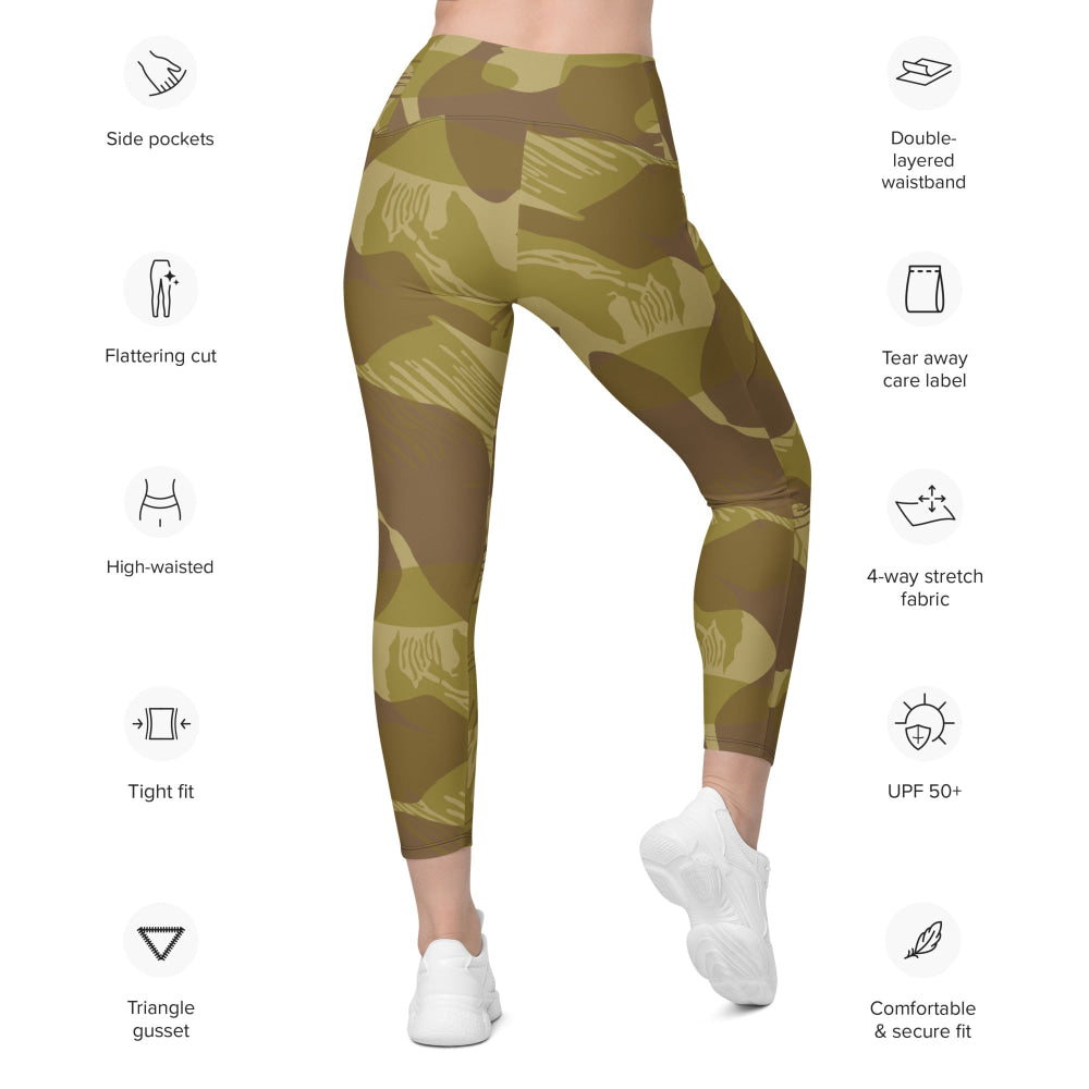 Rhodesian Brushstroke Dry Season CAMO Leggings with pockets - Womens With Pockets