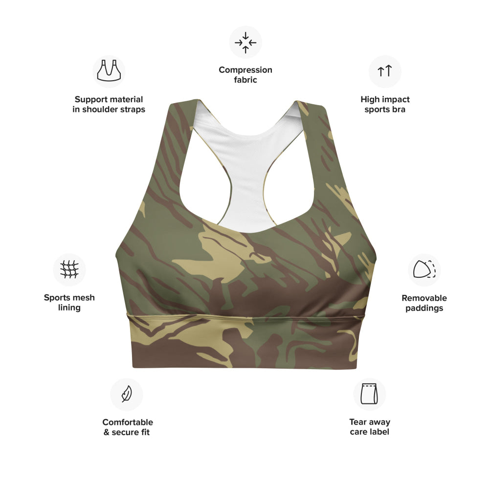 Rhodesian Brushstroke CAMO Longline sports bra - Womens Sports Bra