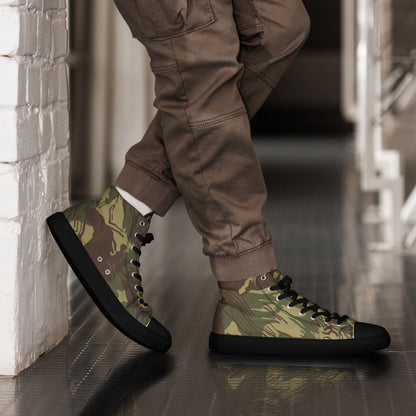 Rhodesian Brushstroke CAMO Men’s high top canvas shoes - Black / 5 - Mens High Top Canvas Shoes