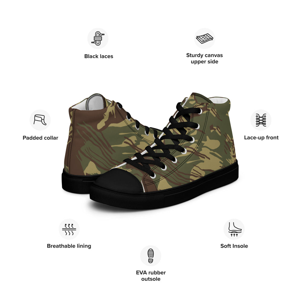 Rhodesian Brushstroke CAMO Men’s high top canvas shoes - Mens High Top Canvas Shoes