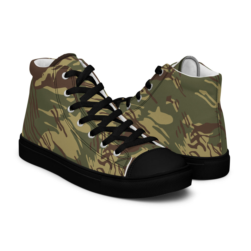 Rhodesian Brushstroke CAMO Men’s high top canvas shoes - Mens High Top Canvas Shoes