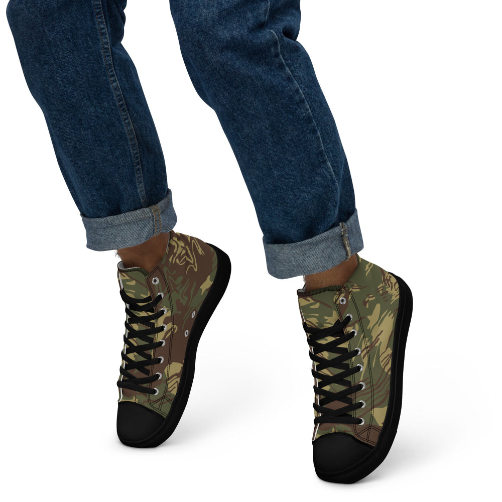 Rhodesian Brushstroke CAMO Men’s high top canvas shoes - Mens High Top Canvas Shoes