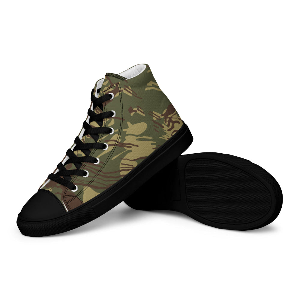 Rhodesian Brushstroke CAMO Men’s high top canvas shoes - Mens High Top Canvas Shoes