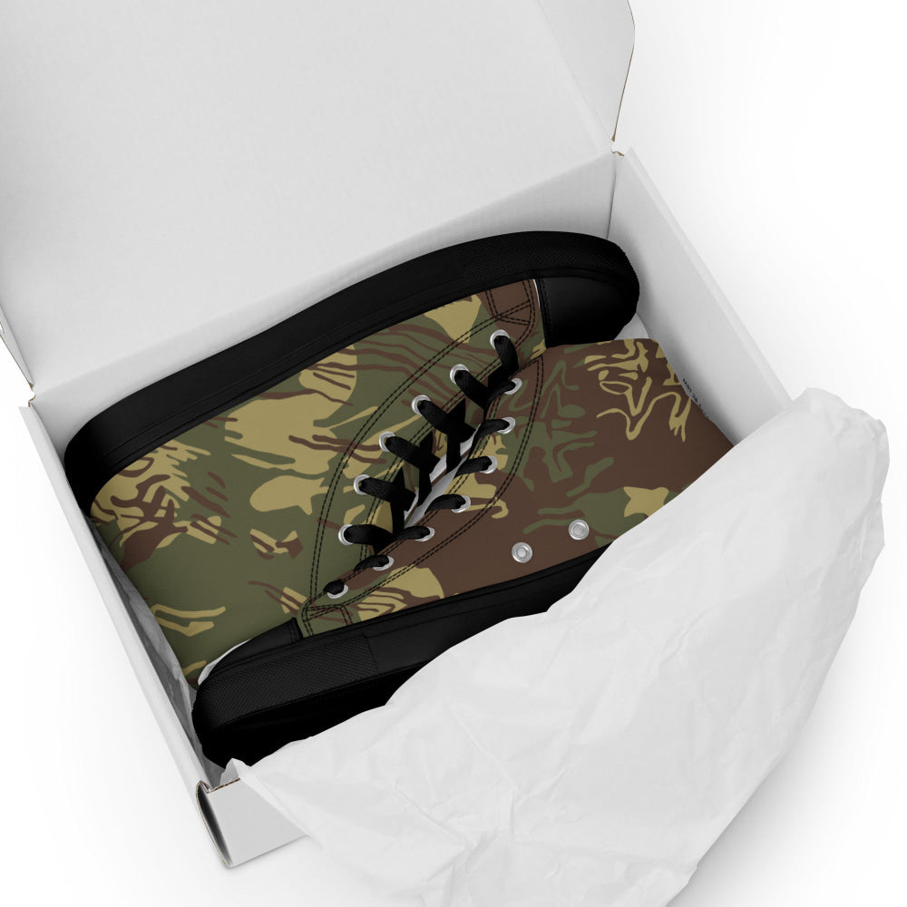 Rhodesian Brushstroke CAMO Men’s high top canvas shoes - Mens High Top Canvas Shoes