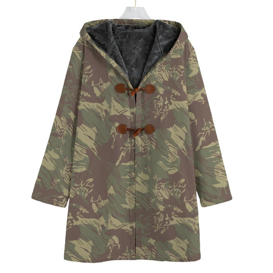 Rhodesian Brushstroke CAMO Men’s Horn Buckle Sherpa Coat - S / White - Mens