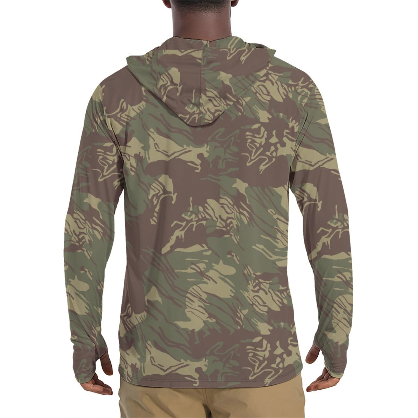 Rhodesian Brushstroke CAMO Mens Sunscreen Sports Hoodie With Thumb Holes
