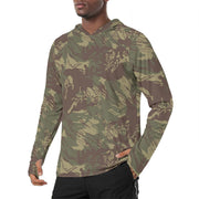 Brushstroke Rhodesian CAMO Mens Sunscreen Sports Hoodie With Thumb Holes - S / White
