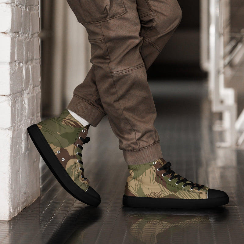 Brushstroke Multi-Terrain Rhodesian CAMO Mens High-Top Canvas Shoes - Black / 5