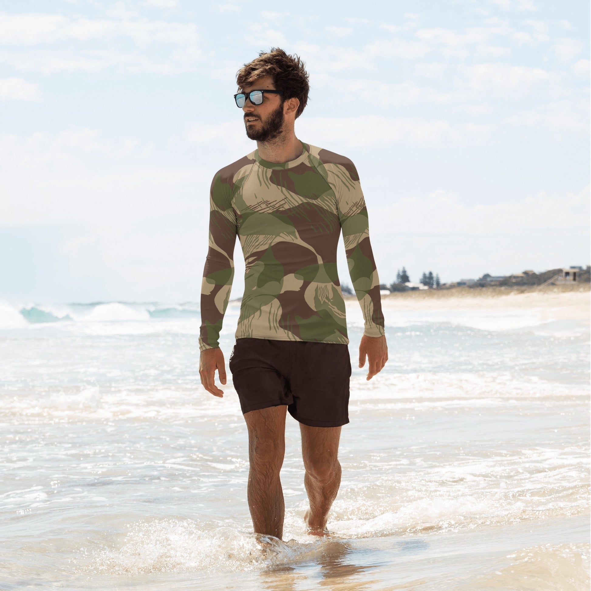 Rhodesian Brushstroke Multi terrain CAMO Mens Long sleeve Rash Guard XS Guards