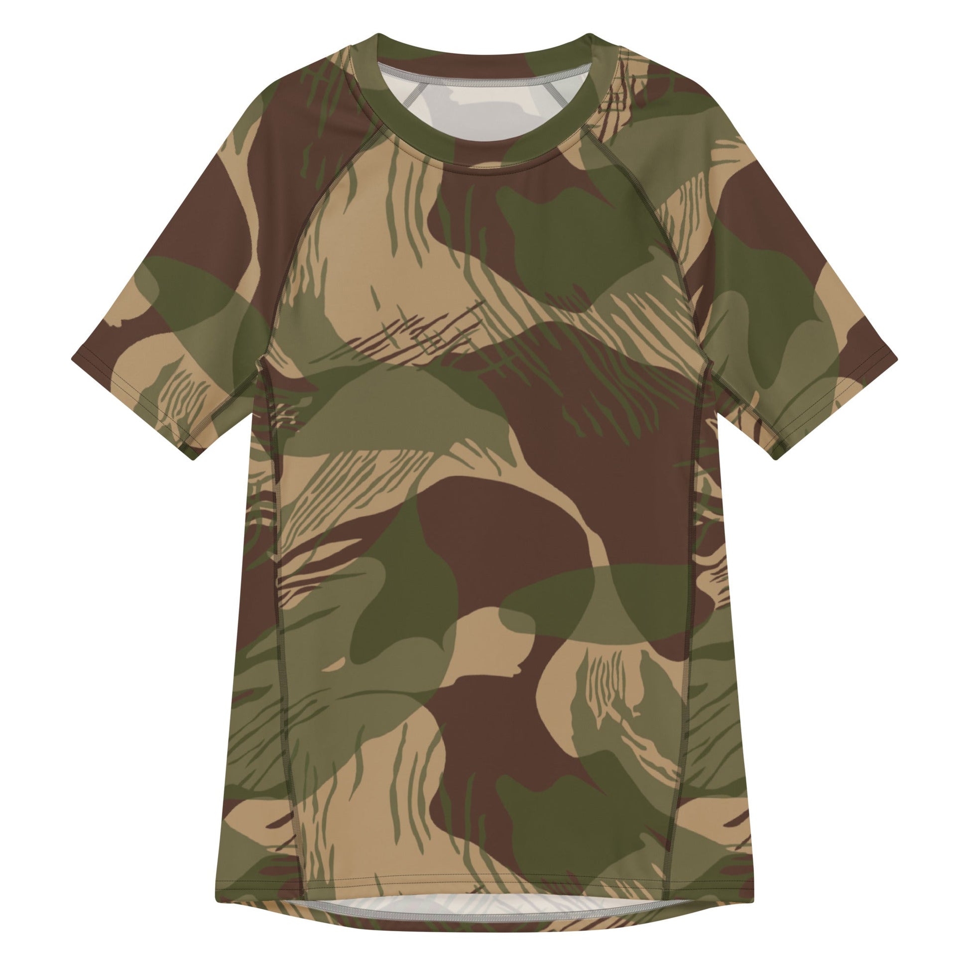 Rhodesian Brushstroke Multi-terrain CAMO Mens Short-Sleeve Rash Guard - 2XS - Short-sleeve Guards