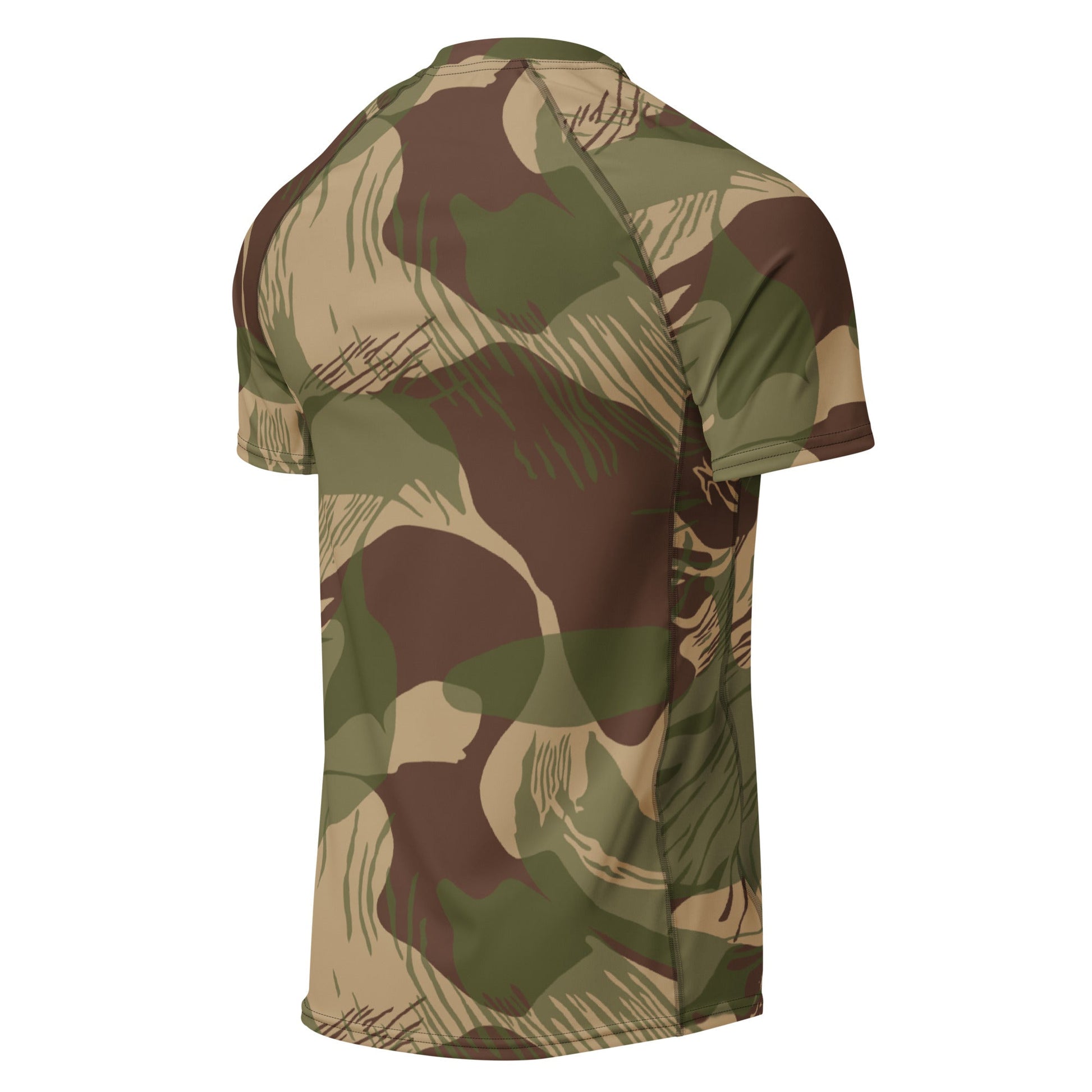 Rhodesian Brushstroke Multi-terrain CAMO Mens Short-Sleeve Rash Guard - Short-sleeve Guards