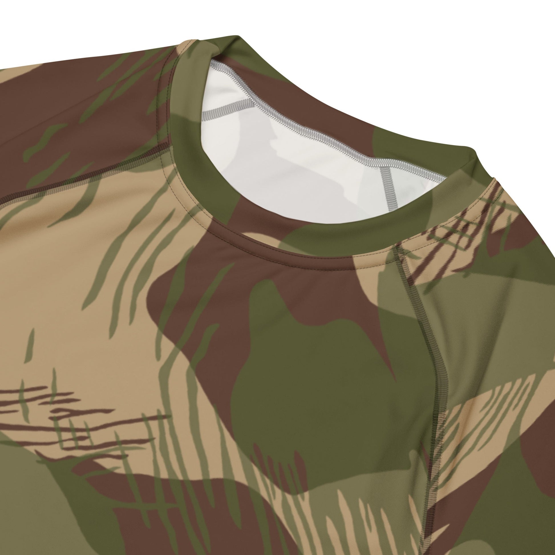 Rhodesian Brushstroke Multi-terrain CAMO Mens Short-Sleeve Rash Guard - Short-sleeve Guards