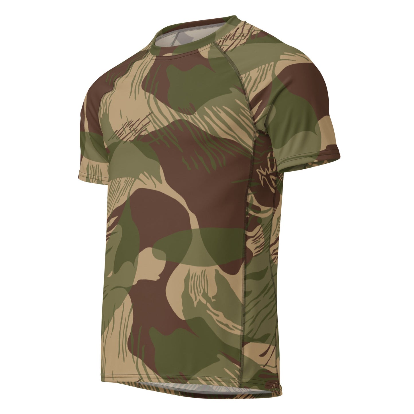 Rhodesian Brushstroke Multi-terrain CAMO Mens Short-Sleeve Rash Guard - Short-sleeve Guards