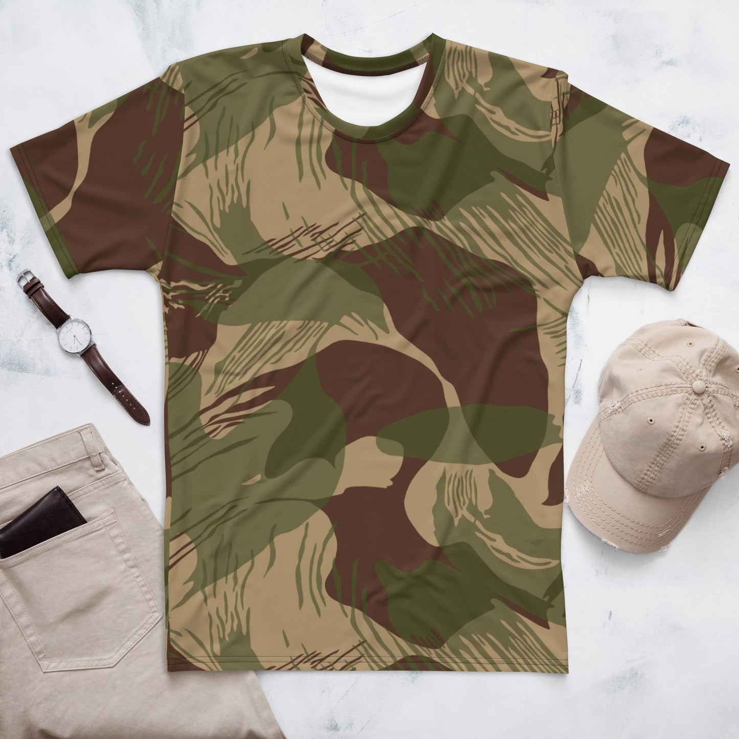 Rhodesian Brushstroke Multi-terrain CAMO Mens T-shirt - XS - T-Shirts