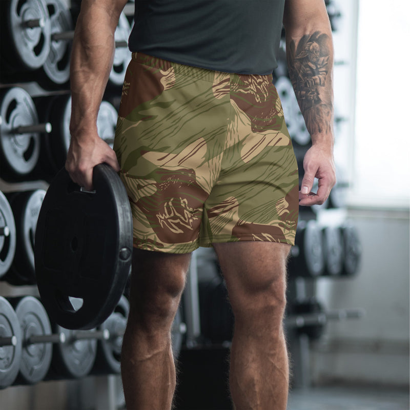 Brushstroke Multi-Terrain Rhodesian CAMO Unisex Athletic Long Shorts - XS