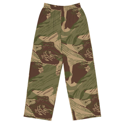 Rhodesian Brushstroke Multi terrain CAMO unisex wide leg pants 2XS Wide Pants