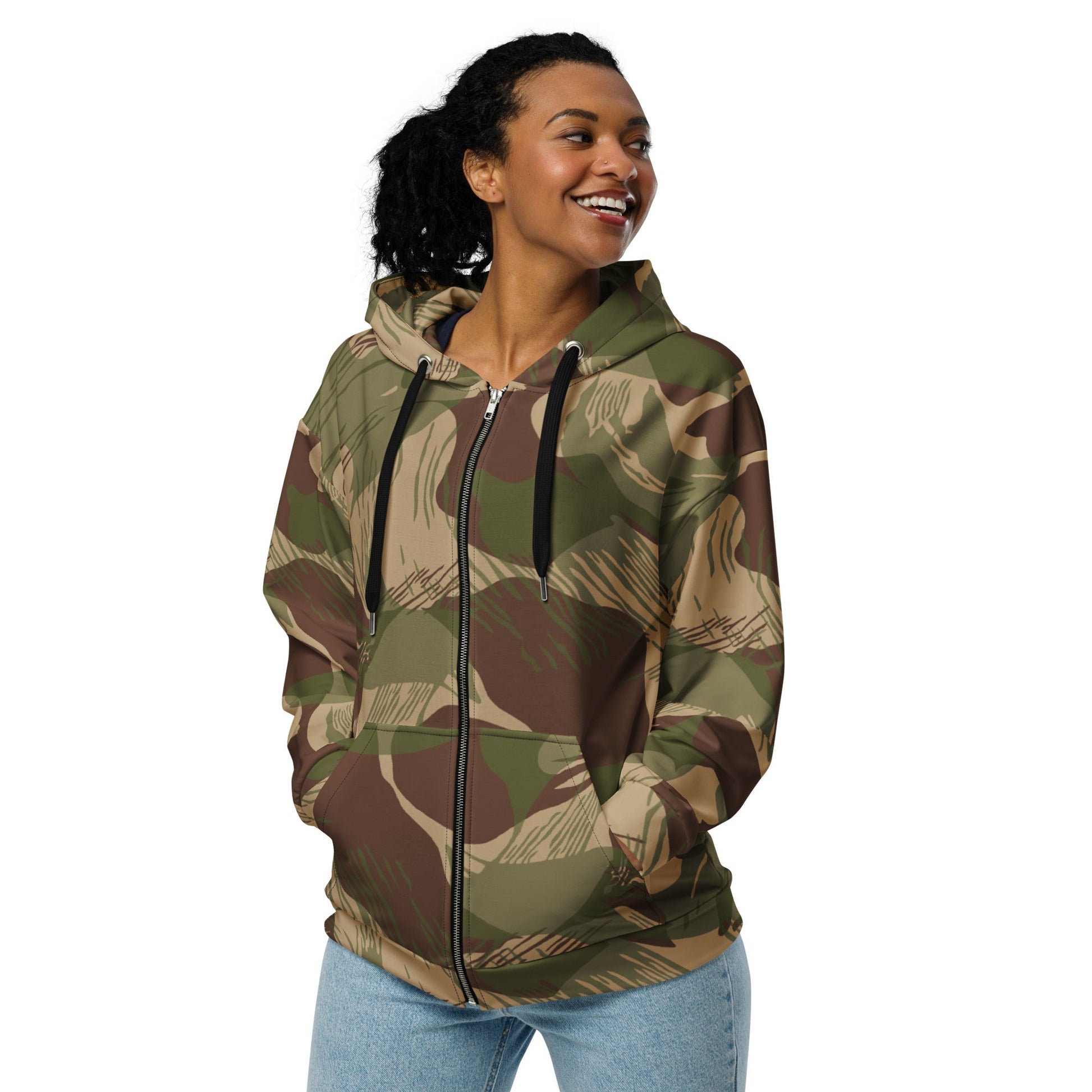 Rhodesian Brushstroke Multi terrain CAMO Unisex zip hoodie Zip Hoodies